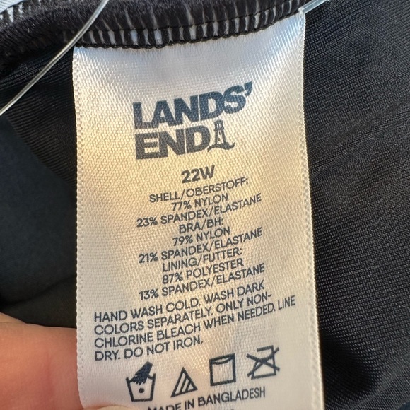 Lands' End Women's Plus Size 22W Black Grey Wrap Underwire Tankini Swimsuit Top - Picture 9 of 11